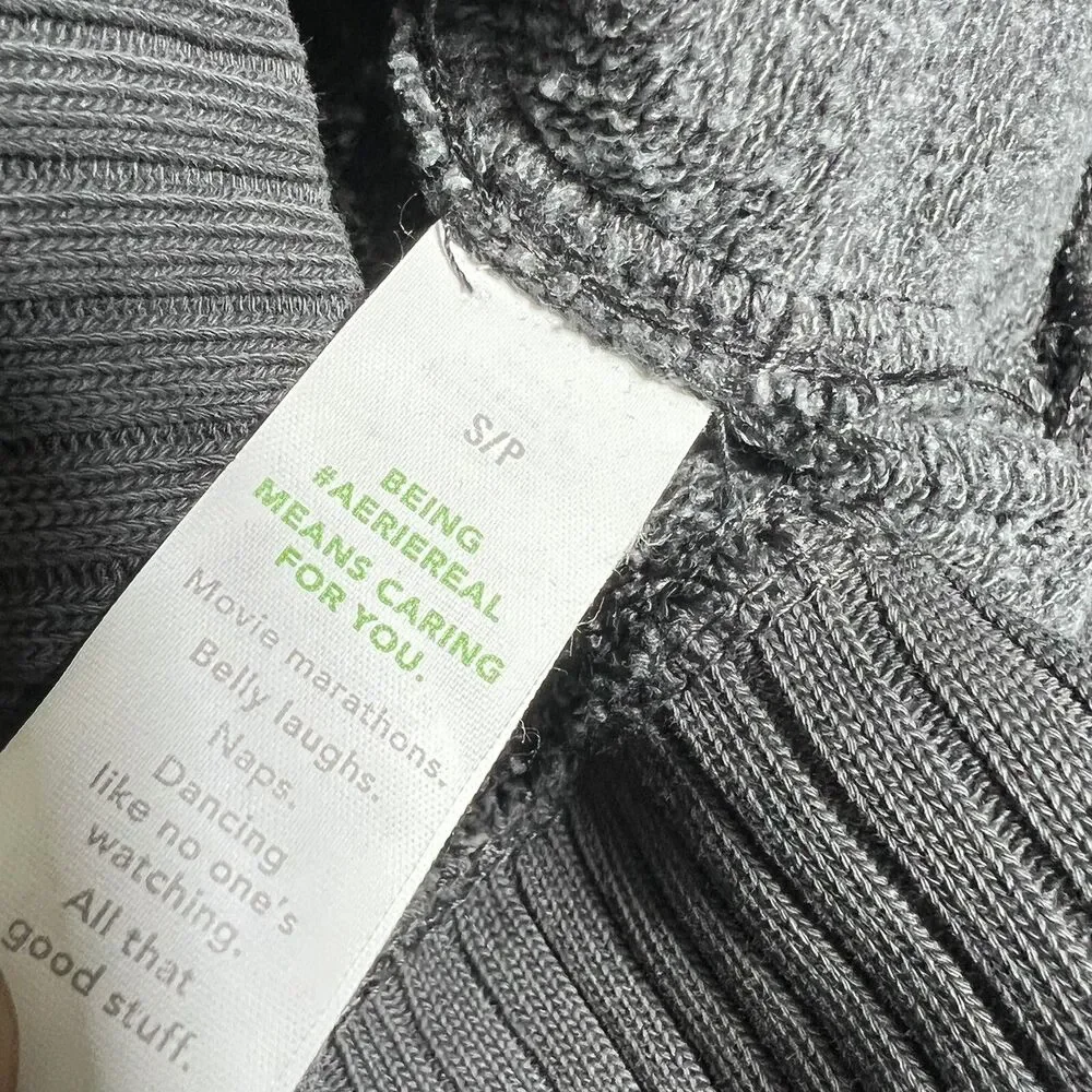 Aerie Sweater Women’s Small Gray 1/4 Zipper Mock Neck Sailor Collar Sweatshirt